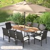 Tangkula 9 PCS Patio Rattan Dining Set Acacia Wood Table & 8 Patio Wicker Armchairs Mix Brown - 4 of 4