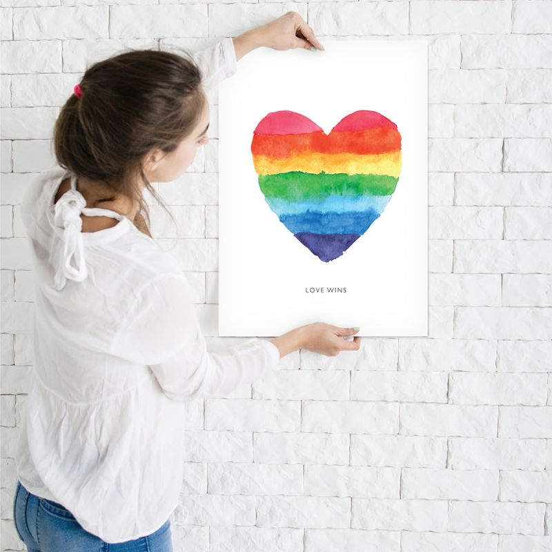 Americanflat Motivational Minimalist Love Wins Watercolor Rainbow Heart By Motivated Type Poster, 3 of 6
