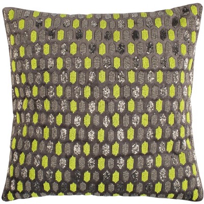 Reston Pillow - Green/Grey - 20" X 20"  - Safavieh