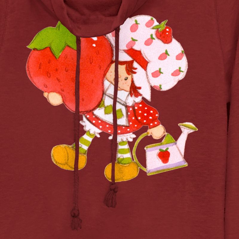 Juniors Womens Strawberry Shortcake Cute Berry Gardener Cowl Neck Sweatshirt, 2 of 4