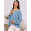 INSPIRE CHIC Womens Maternity High Low Tops Lantern Sleeve Boho Babydoll Ruffled Flowy Long Sleeve Pregnancy Blouse - 3 of 4