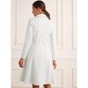 Allegra K Women's Contrast Trim Peter Pan Collar Single Breasted Belted Swing Winter Long Coat - 4 of 4