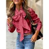 Imily Bela Elegant Plaid Blouse with Detachable Bow Tie Neck Long Sleeve Womens Casual Dressy Top - 2 of 4