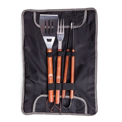 Arlmont & Co. 3-Piece BBQ Tote & Grill Accessories Set, Outdoor Gril Set with Case, BBQ Spatula, BBQ Fork, and BBQ Tongs Cornwall