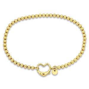EVERLY JEWELRY | Yellow Plated Sterling Silver White Bead Link Bracelet, 7.5-inch - 1 of 4