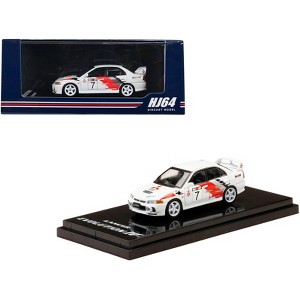 Mitsubishi Lancer GSR Evolution IV RHD #7 Scortia White "Groupe A Rally Graphics" 1/64 Diecast Model Car by Hobby Japan - 1 of 3