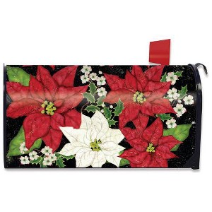 Briarwood Lane Festive Poinsettias Christmas Magnetic Mailbox Cover Floral Holiday Standard - 1 of 3