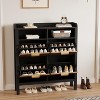 Shoe Storage Cabinet with 4 Flip Drawers,Fluted Narrow Shoe Storage Cabinet Organizer, Freestanding Hidden Slim Shoe Storage for Entryway Hallway - 2 of 4