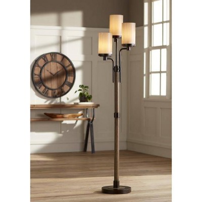 Bronze Faux Wood Multi-Head Torchiere Floor Lamp