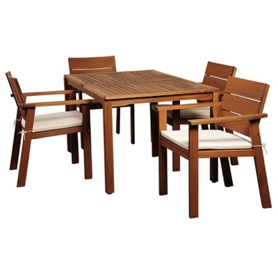 Nelson 5pc Patio Eucalyptus Wood Dining Set - International Home Miami