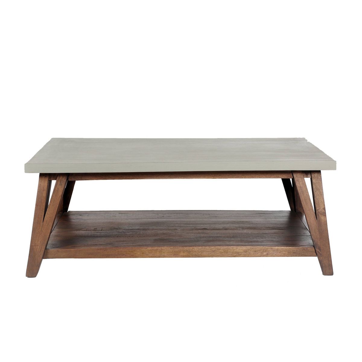 Brookside Coffee Table Concrete Coated Top and Wood Light - Alaterre Furniture - thumbnail 3