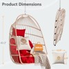 Gulches Red PE Rattan Egg Swing Chair Foldable Outdoor Hanging Chair with Washable Cushion, Stainless Steel Suspension Kit, 270lbs Capacity - 2 of 4