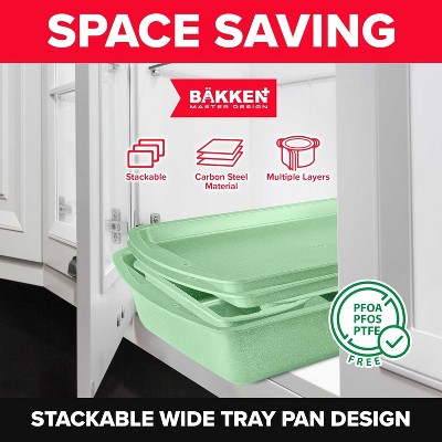 6-Piece Green Marble Nonstick Carbon Steel Bakeware Set