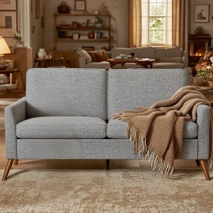 Dyonery 68" Mid Century Modern Loveseat Sofa,Comfy Corduroy Couches for Living Room,Tool-Free Setup Small Couches Green/Gray/Blue/Beige - 1 of 4
