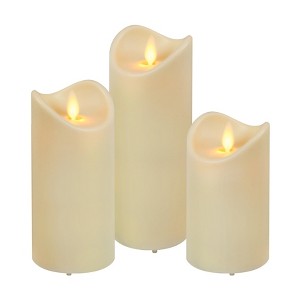 LumaBase Weather-Resistant LED Candles with Flickering Flame - Set of 3 - 1 of 4