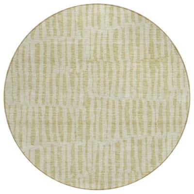 Beige And Tan Striped Washable Indoor Outdoor Area Rug