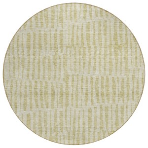 Beige And Tan Striped Washable Indoor Outdoor Area Rug - 1 of 4
