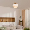Novogratz X Globe Janis 1-Light Matte Gold Flush Mount Ceiling Light with White Fabric Fringe Shade - Globe Electric: ETL Listed, Cotton Shade - 3 of 4