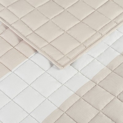 Natural Beige Full/Queen Microfiber Reversible Quilt Set
