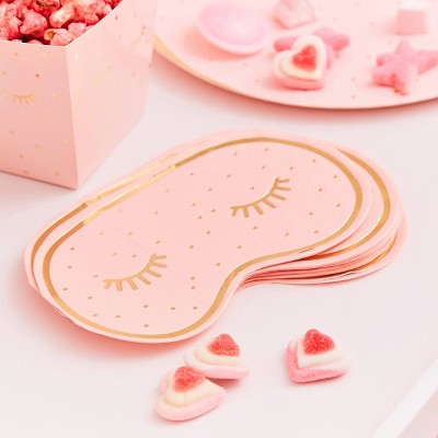Foiled Eye Mask Shaped Napkin Pink/Gold
