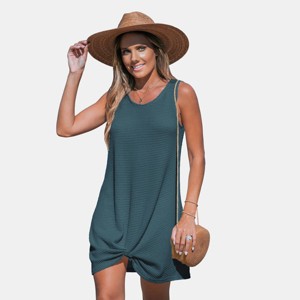 Women's Waffle Knit Hem Twist Cover-Up Dress -Cupshe - 1 of 4