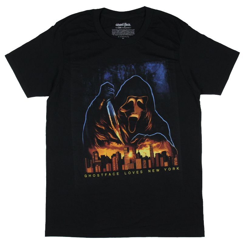 Scream Mens' Ghost Face Loves New York Adult Graphic Print T-Shirt, 1 of 4