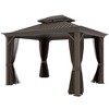 Outsunny Patio Gazebo, Netting & Curtains, 2 Tier Double Vented Steel Roof, Hardtop, Ceiling Hooks, Rust Proof Aluminum - 4 of 4