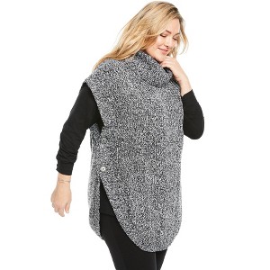 Woman Within Plus Size Marled Knit Cowl Neck Duster - 1 of 4