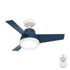 Hunter 36" Valda Lighted Ceiling Fan Indigo Blue Finish - Modern Design for Small Rooms with Integrated LED Light Kit - 2 of 4