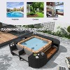 ELJGET Hot Tub Outdoor Rattan Furniture Set, Surround Outdoor Spa Sectional Sofa Frame, Storage Spaces with Cushions, for Patio, Backyard - 3 of 4