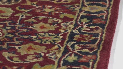 Classic Burgundy and Navy Round Wool Area Rug