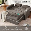 61.4" Pull Out Sofa Bed with Adjustable Backrest, USB Charging Port & 2 Pillows, Waffle Velvet Upholstery, Charcoal Gray - 3 of 4