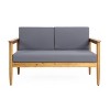 Christopher Knight Home Magnolia Outdoor 52.75" Acacia Wood Loveseat with Cushions, Teak/Dark Gray - 2 of 4