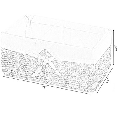 Coastal Charm Rectangular Seagrass Storage Basket with White Liner