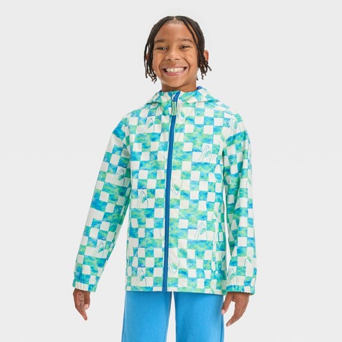 Vintage Blue Camo Print Kids Hooded Rain Jacket – Trendy Tots Winnipeg