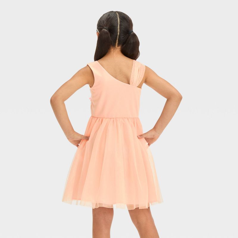 Girls&#39; One-Shoulder Sequin Dress - Cat &#38; Jack&#8482; Blush Peach Orange, 3 of 5
