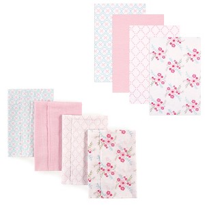 Luvable Friends Infant Girl Cotton Flannel Burp Cloths and Receiving Blankets, 8-Piece, Floral, One Size - 1 of 1