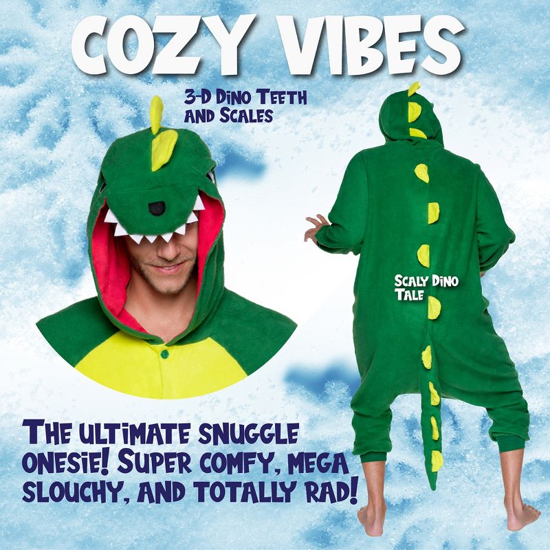 FUNZIEZ! - Dinosaur Adult Unisex Novelty Union Suit Costume for Halloween, 4 of 8
