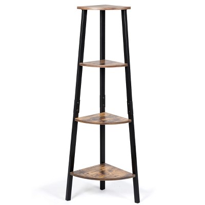 Tangkula 4tier Corner Ladder Shelf Industrial Metal Storage Rack