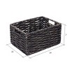 Set of 2 Rectangle Handmade Twisted Wicker Baskets - Hyacinth Seagrass Nesting Storage and Organization Bins with Handles by Villacera (Black) - 3 of 4