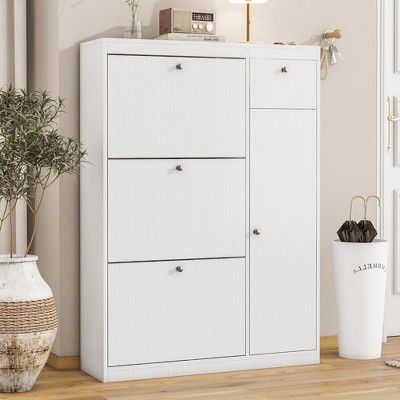 KTMBDW Shoe Cabinet with Drawers, Hidden Wood Shoe Cabinet,Freestanding Shoe Storage Cabinet for Entryway Hallway