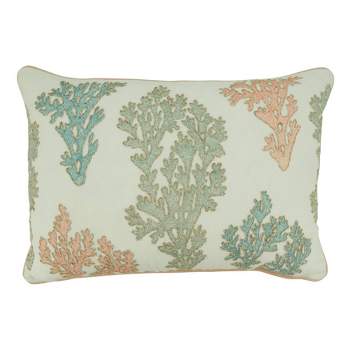 14"x20" Oversize Coral Design Lumbar Throw Pillow Cover - Saro Lifestyle