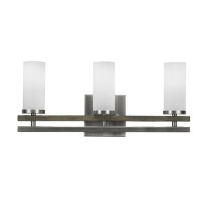 Toltec Lighting Belmont 3 - Light Vanity in  Graphite/Distressed Wood with 2.5" White Muslin Shade - 1 of 1