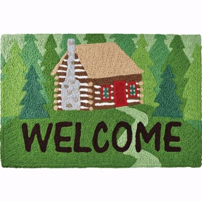 Jellybean Welcome to the Cabin Indoor/Outdoor – Rustic Lodge Accent Rug