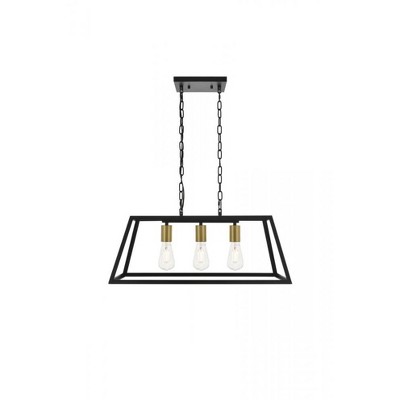 Elegant Lighting Resolute 3 light brass and black Pendant