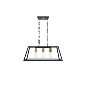 Elegant Lighting Resolute 3 light brass and black Pendant - 1 of 4