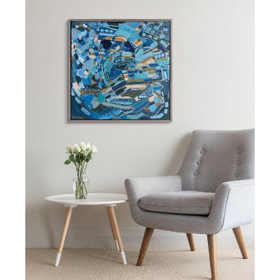 30" x 30" Blue and Gray Abstract Canvas Art Print