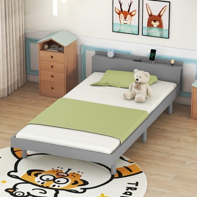 ALEXOUN Twin Size Platform Bed Frame with Wood Slats Support, Particle Board Bed Frame,No Box Spring Needed,Bedroom for Adults & Children,