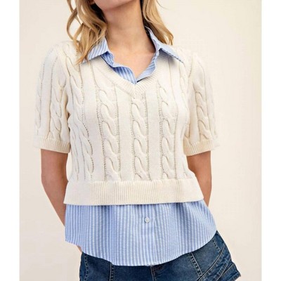 Women's Best Day Yet Layered Cable Knit Sweater - ee:some