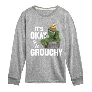 Boys' - Sesame Street - Oscar Its Okay To Be Grouchy -Toddler and Youth Long Sleeve T-Shirt Long Sleeve Graphic T-Shirt - 1 of 3